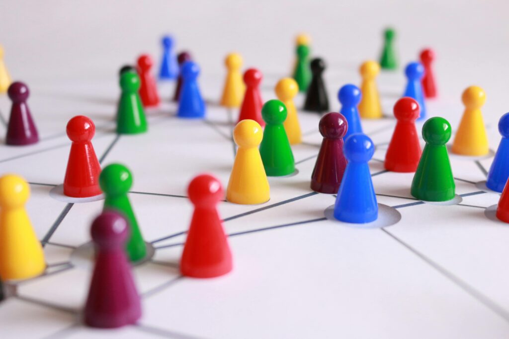 on a game board, symbolizing networking and teamwork.